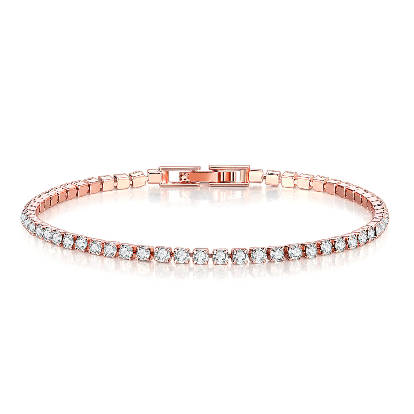 Cross-border popular 2.5mm single row full diamond crystal women's bracelet set with 3A round zirconia tennis stacking bracelet wholesale