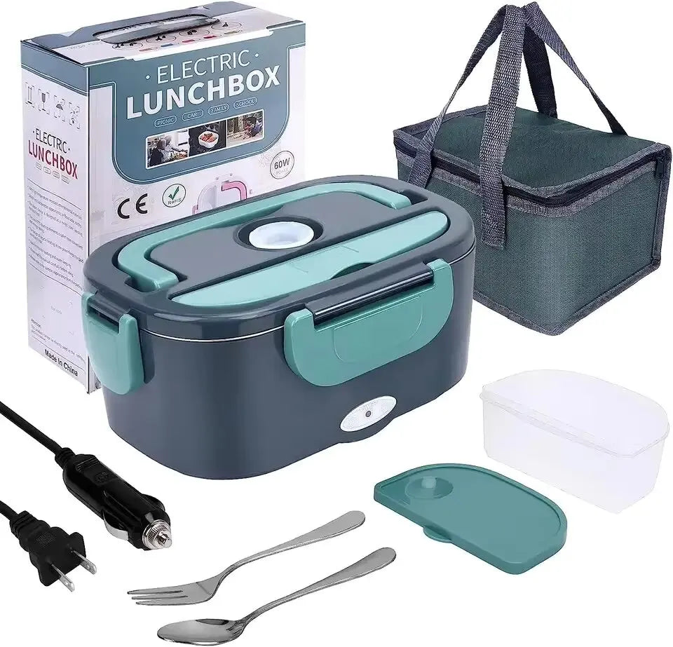 Electric Lunch Box Food Heater – Portable 2-Compartment Food Warmer for Car & Home, Leak-Proof, 110V/220V