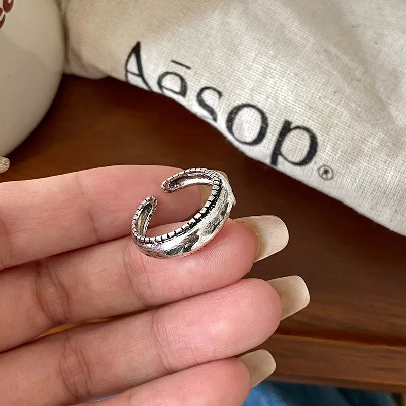 VENTFILLE 925 Sterling Silver Minimalism Cross Knot Thai Silver Rings Open Finger Ring For Women Men Jewelry Gifts