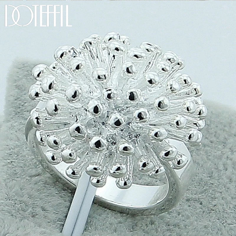 DOTEFFIL 925 Sterling Silver Firework Coral Ring for Women – Elegant Wedding, Engagement & Fashion Jewelry