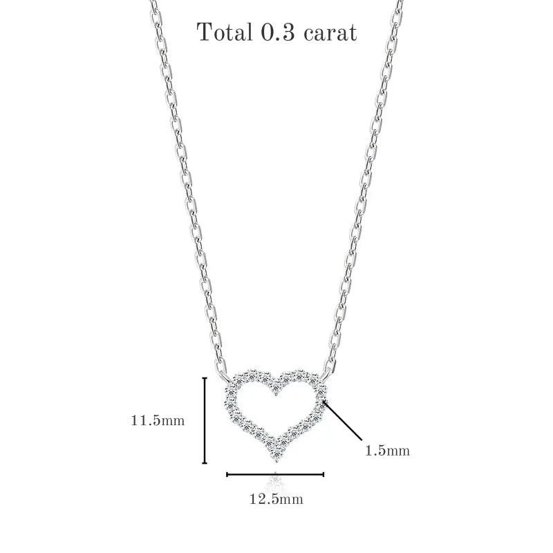 TBCYD 2CT D Color Moissanite Necklaces Heart Pendant For Women GRA Certified S925 Sliver Neck Chain Wedding Luxury Fine Jewelry
