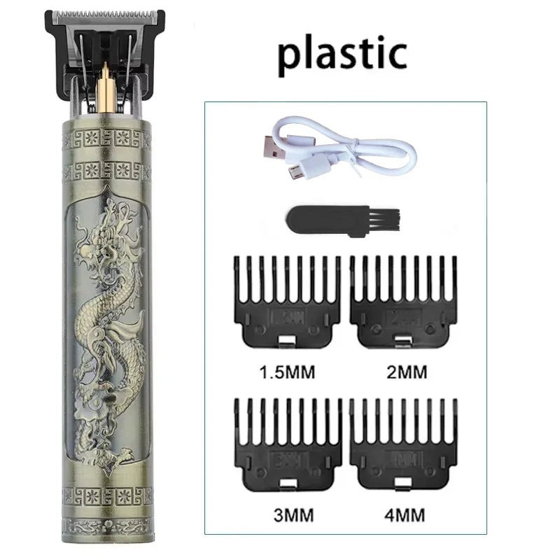 Vintage T9 Electric Hair Cutting Machine Hair Clipper Professional Men Shaver Rechargeable Barber Trimmer for Men Dragon Buddha