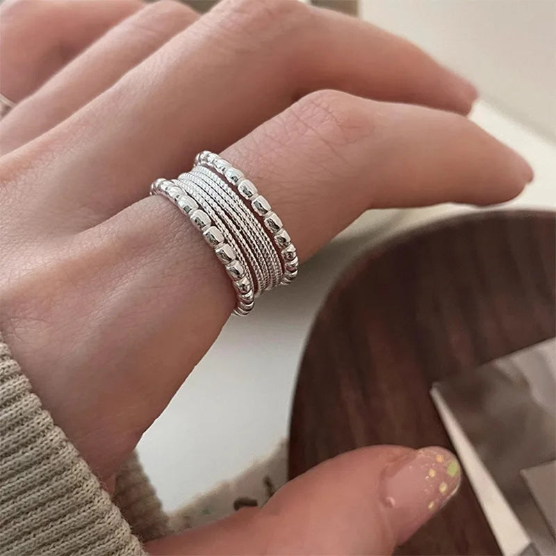 VENTFILLE 925 Sterling Silver Minimalism Cross Knot Thai Silver Rings Open Finger Ring For Women Men Jewelry Gifts