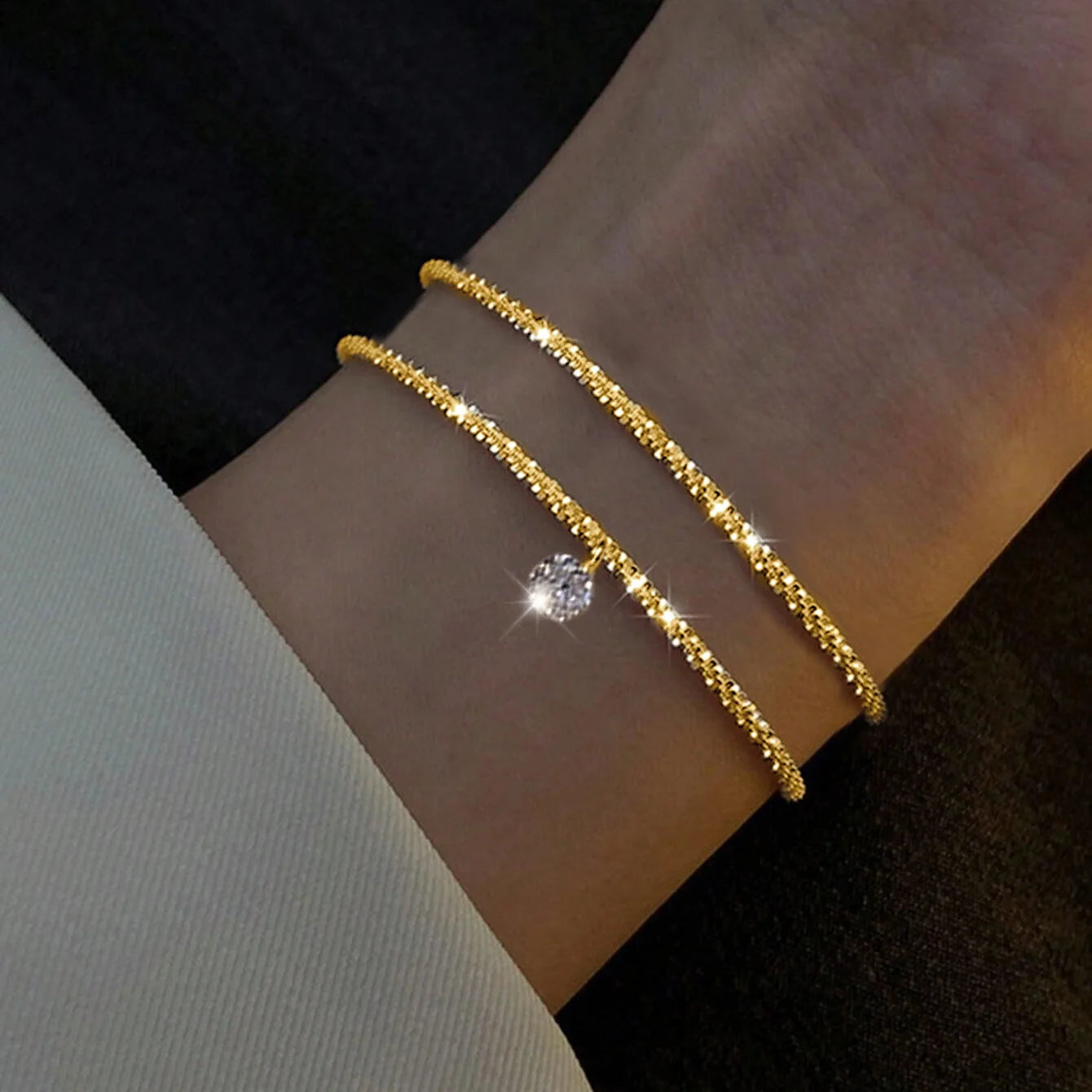 Fashion Silver Color Sparkling Adjustable Bracelets for Women Elegant Gypsophila Fine Bracelet New Party Jewelry Gifts