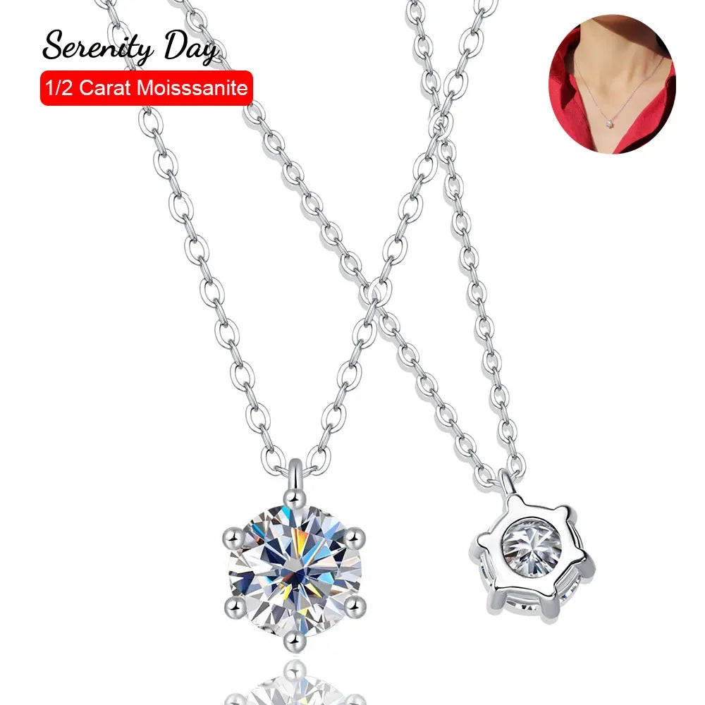 1 Carat D Color Moissanite Pendant Necklace – GRA Certified, 925 Sterling Silver Bridal Jewelry for Women