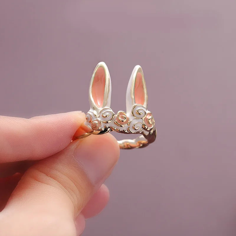 Korean Style Angel Wings Adjustable Ring – Silver Color Rhinestone Finger Jewelry for Women, Party & Birthday Gift