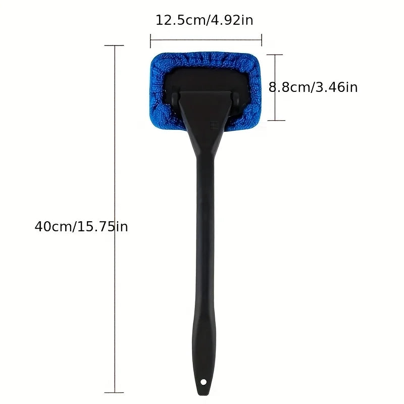 Car Window Cleaner Brush Kit Microfiber Windshield Cleaning Tool Auto Interior Glass Wash Wiper Long Handle Reusable Cloth Pad