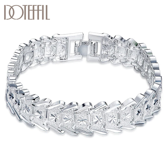 DOTEFFIL 925 Sterling Silver Wide Wristband Bracelet – Elegant Statement Jewelry for Women | Wedding, Engagement & Party Wear