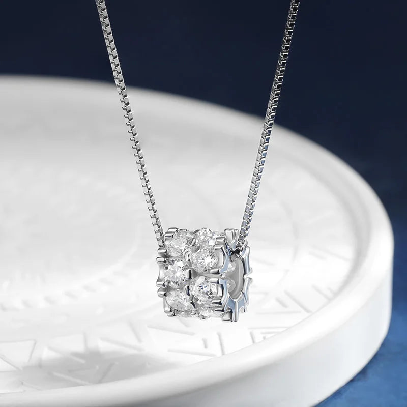 TBCYD 1.6cttw D Color Moissanite Necklace – 925 Sterling Silver 3mm Full Diamond Ball Pendant for Women | Sparkling Charm Jewelry Gift