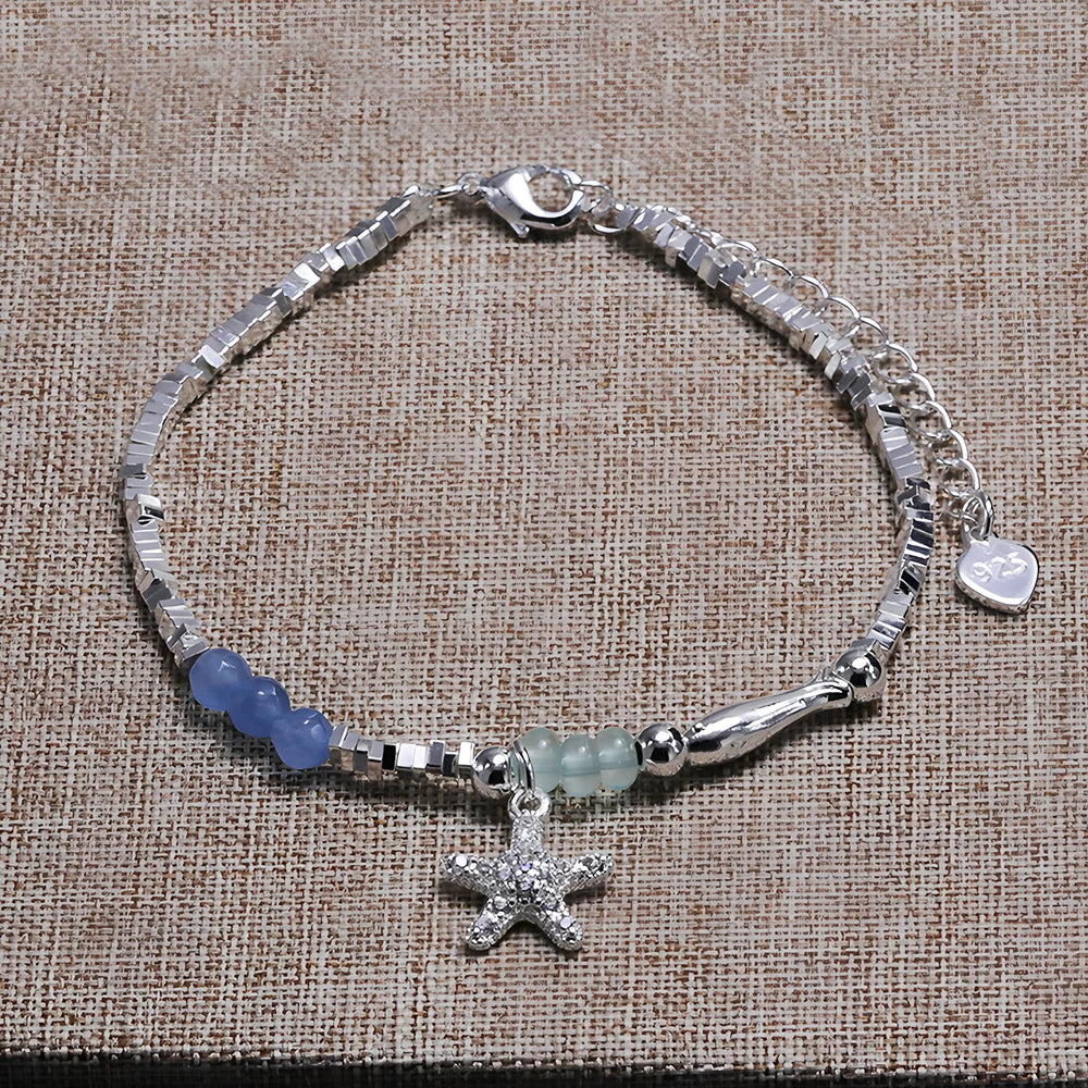 VENTFILLE 925 Sterling Silver Line Extremely fine Bracelet for Women Love Haert Bead Korean Ins Sweet Jewelry Gift Dropshipping