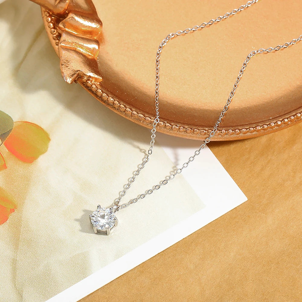 1 Carat D Color Moissanite Pendant Necklace – GRA Certified, 925 Sterling Silver Bridal Jewelry for Women