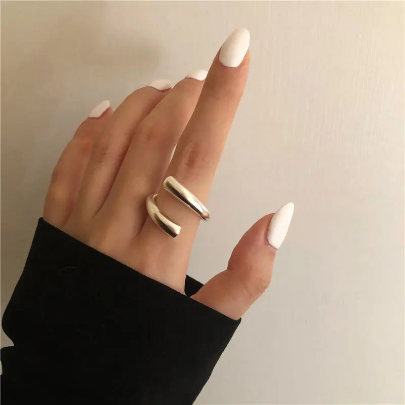 VENTFILLE 925 Sterling Silver Minimalism Cross Knot Thai Silver Rings Open Finger Ring For Women Men Jewelry Gifts