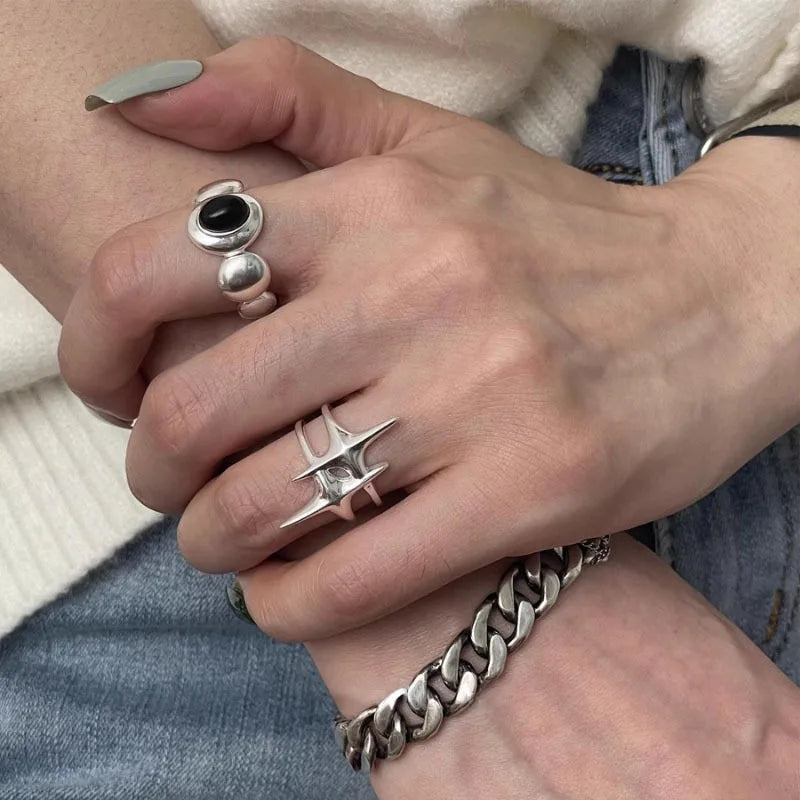 VENTFILLE 925 Sterling Silver Minimalism Cross Knot Thai Silver Rings Open Finger Ring For Women Men Jewelry Gifts