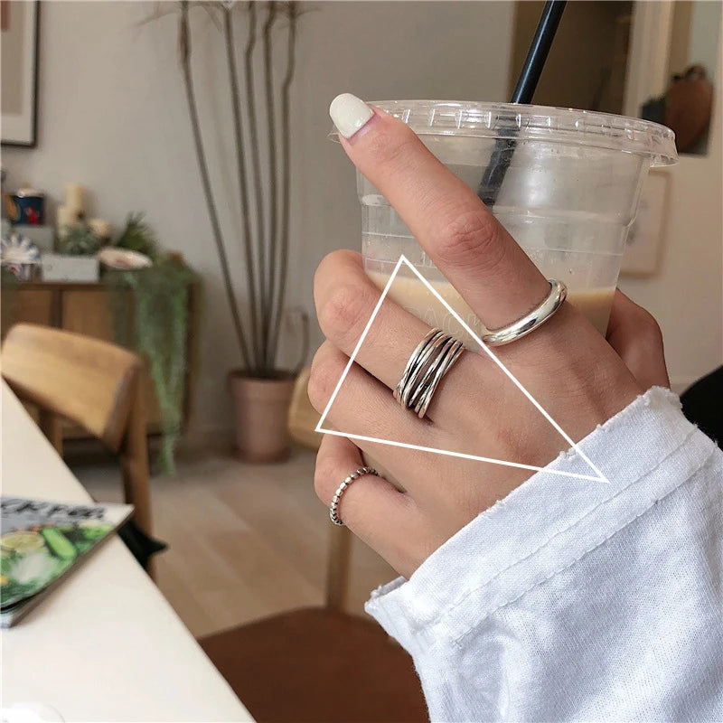 VENTFILLE 925 Sterling Silver Minimalism Cross Knot Thai Silver Rings Open Finger Ring For Women Men Jewelry Gifts