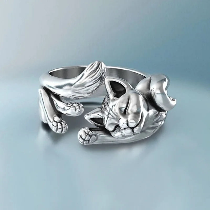 Korean Style Angel Wings Adjustable Ring – Silver Color Rhinestone Finger Jewelry for Women, Party & Birthday Gift