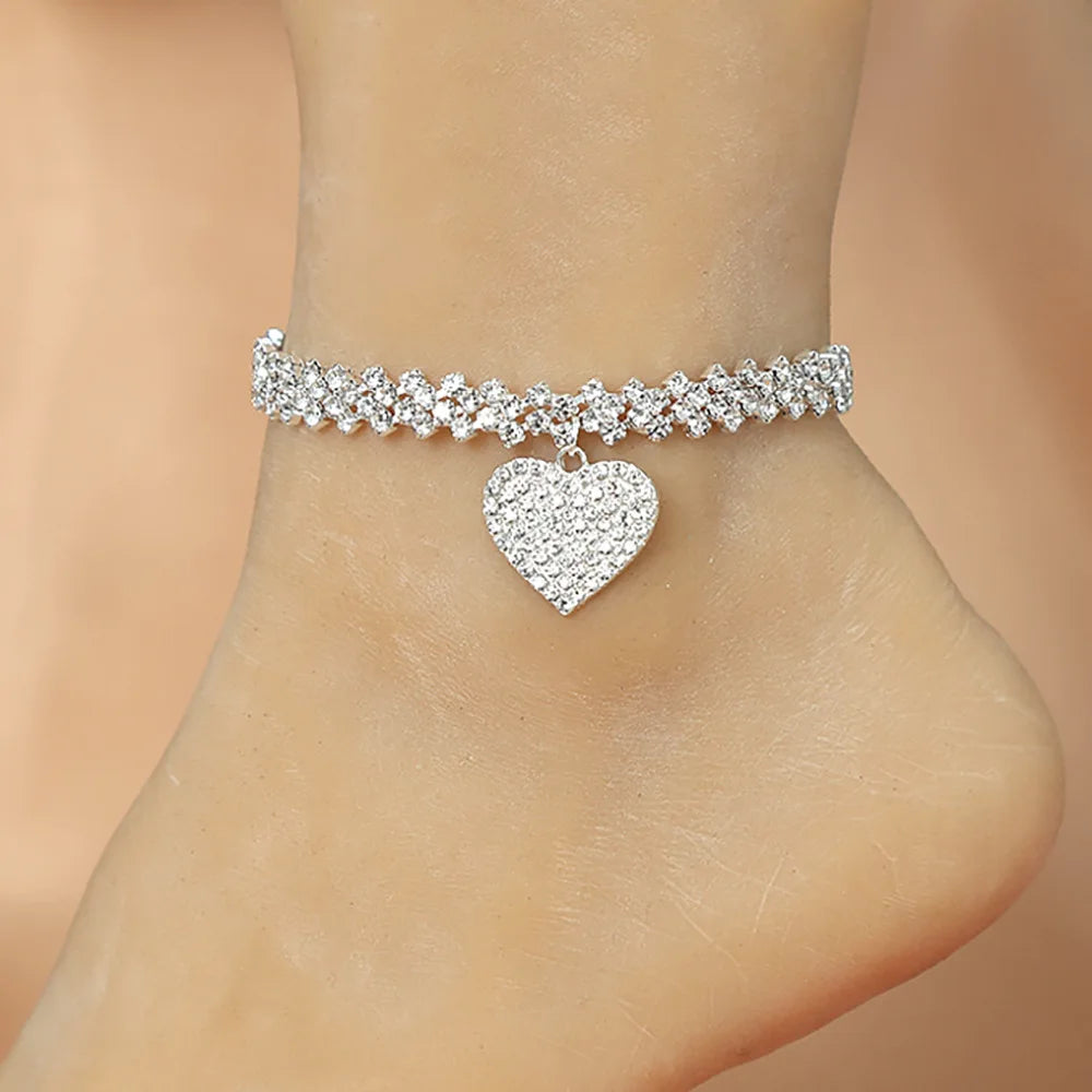 Luxury Rhinestone Chain Anklet for Women – Shiny Crystal Ankle Bracelet | Elegant Foot Jewelry for Wedding & Party
