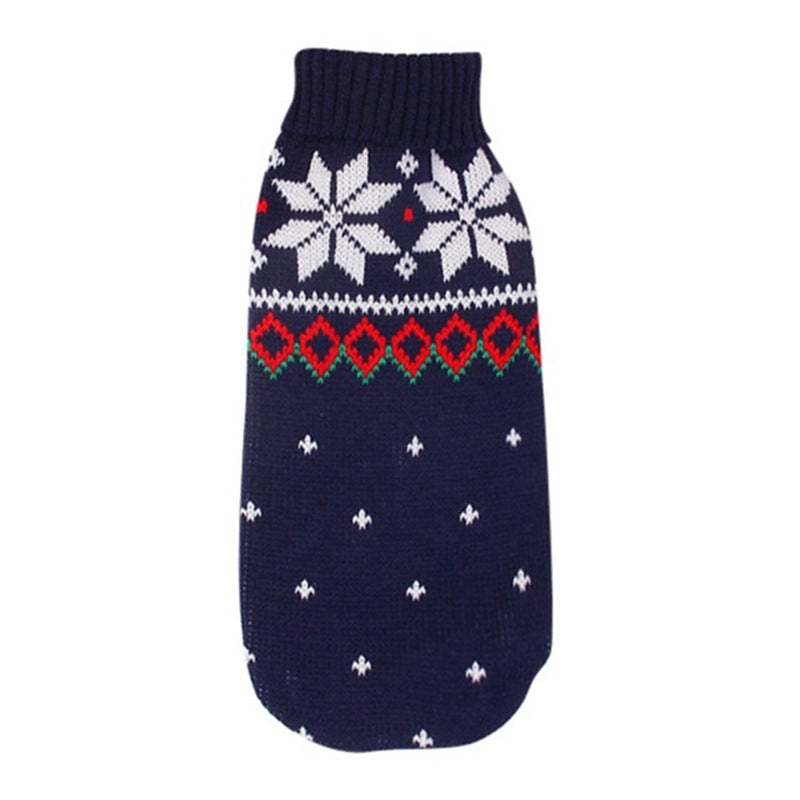 Christmas Reindeer Maple Snowflake Festive Pet Clothes Turtleneck Knit Sweater Dog Cat Costume Winter Coat