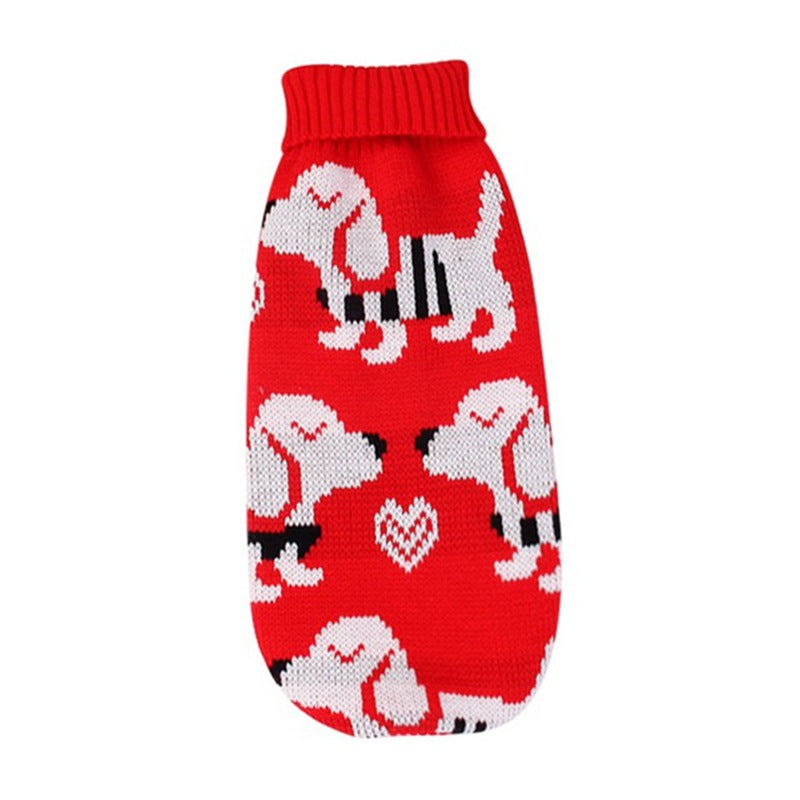 Christmas Reindeer Maple Snowflake Festive Pet Clothes Turtleneck Knit Sweater Dog Cat Costume Winter Coat