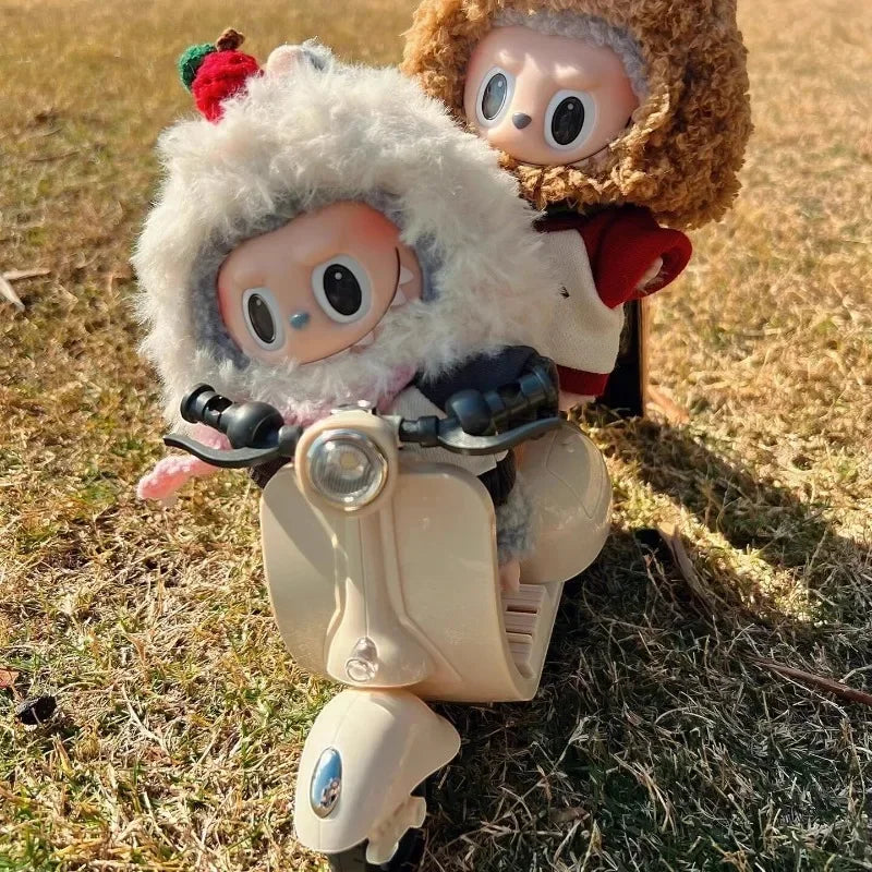 Labubu Doll Mini Electric Motorcycle – Fun Toy Accessory with Lights & Music | Cute DIY Ride-On Gift for Kids & Collectors