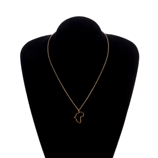 European and American cross-border jewelry New Hollow Africa Map Pendant Necklace for Women Personalized Versatile Simple Fashion Necklace