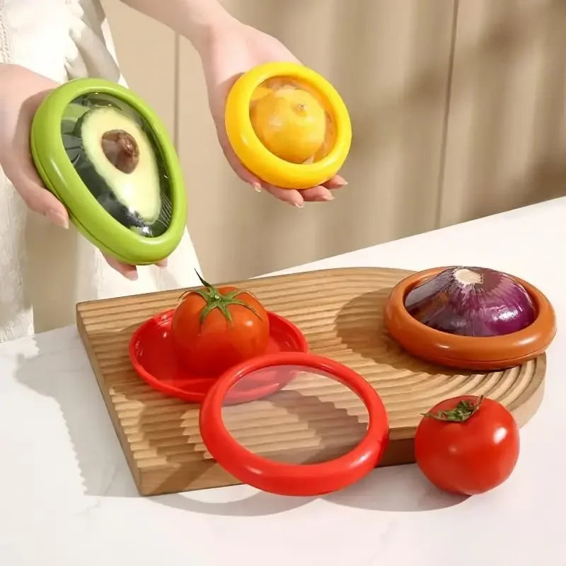4 PCS Avocado Saver Tomato Holder, Fresh Stretch Pod Lemon Tomato Saver Storage Keeper Reusable Fridge Storage Containers Box