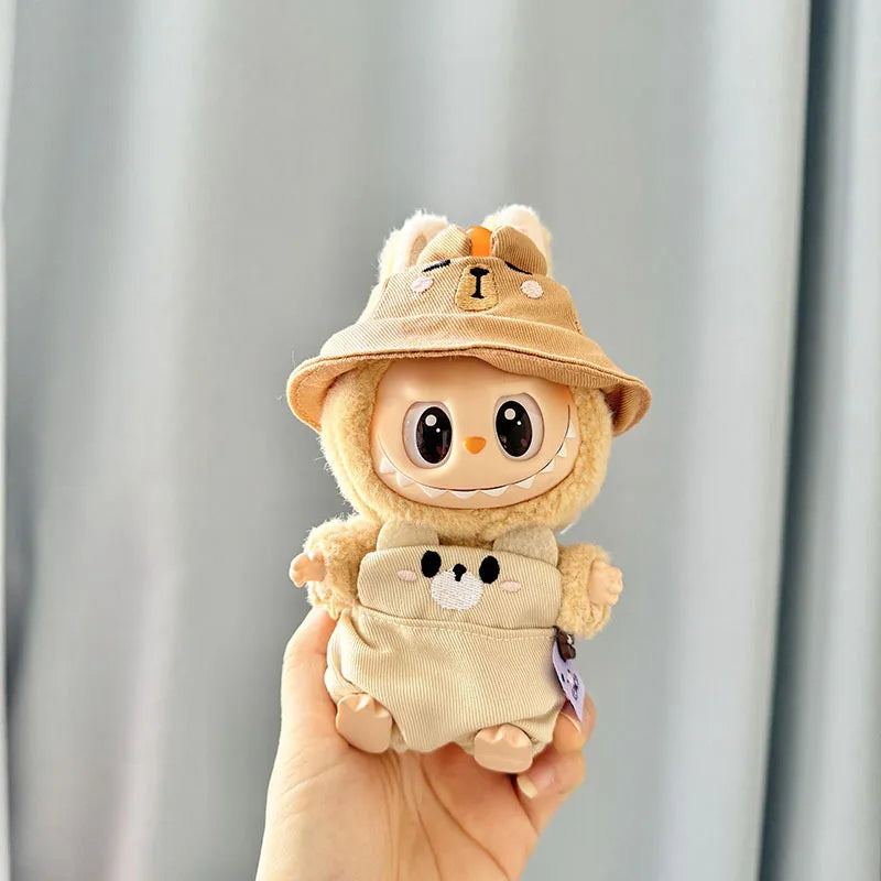 Cute Mini Bib Pants for Labubu Dolls – 17cm Idol Outfit Accessories for Sitting Party Style | Kpop EXO-Inspired Clothing