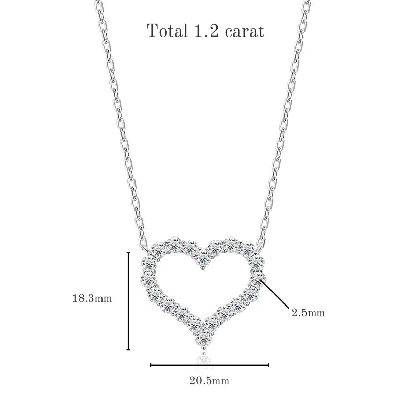 TBCYD 2CT D Color Moissanite Necklaces Heart Pendant For Women GRA Certified S925 Sliver Neck Chain Wedding Luxury Fine Jewelry