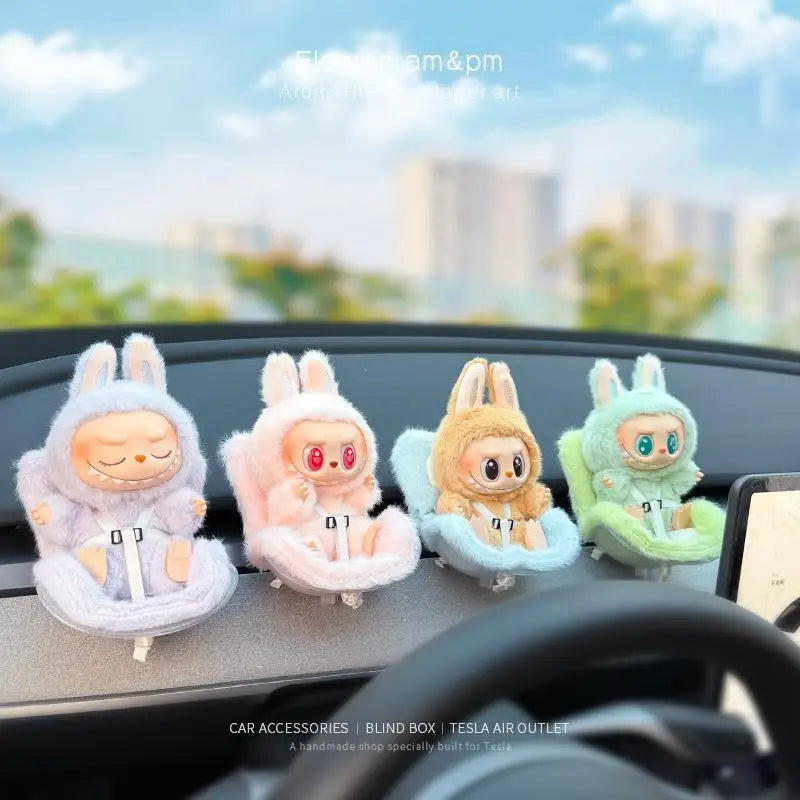 For Labubu Car Doll Safety Seat Kawaii Ob11 Doll Plush Seat Car Air Aromatreatment Decoration Suit for All Dolls Wihtin 18cm