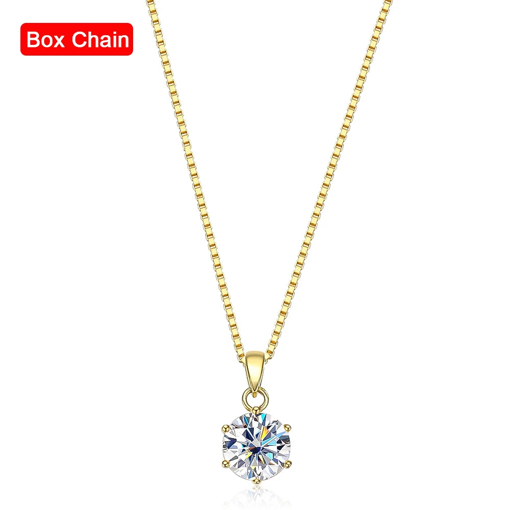 1 Carat D Color Moissanite Pendant Necklace – GRA Certified, 925 Sterling Silver Bridal Jewelry for Women