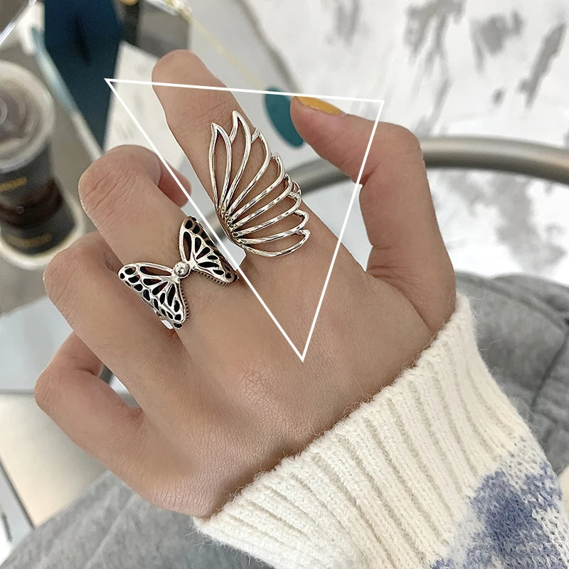 VENTFILLE 925 Sterling Silver Minimalism Cross Knot Thai Silver Rings Open Finger Ring For Women Men Jewelry Gifts