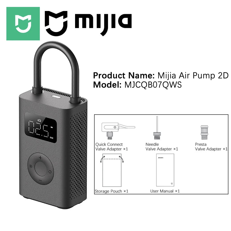 New 2025 Xiaomi Mijia Air Pump 2D 25%Speed Boost Portable Electric Air Compressor Treasure 150PSI Type-C LED Multitool Inflator