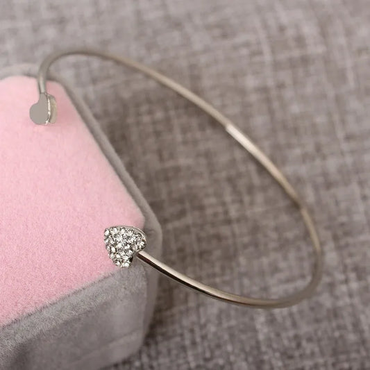 Silver Heart Charm Bracelet – Blue Crystal Lucky Pulsera for Women | Elegant Wedding & Gift Jewelry