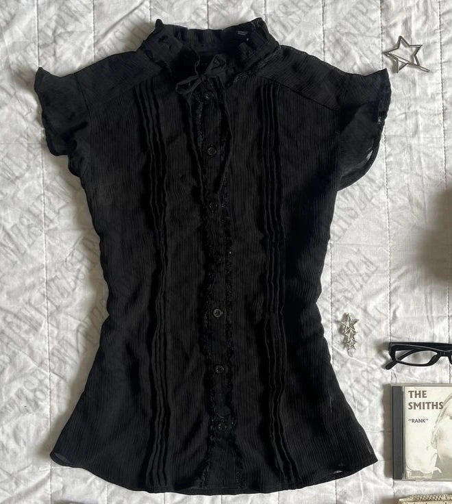 Y2K Harajuku Slim Fit Shirt – Vintage Soft Aesthetic Top for Women