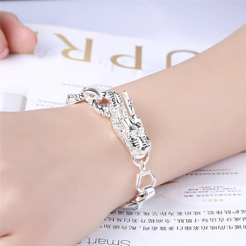 DOTEFFIL 925 Sterling Silver Dragon Cuff Bracelet – Unisex Oriental Charm Bangle for Wedding, Engagement, or Fashion Gift
