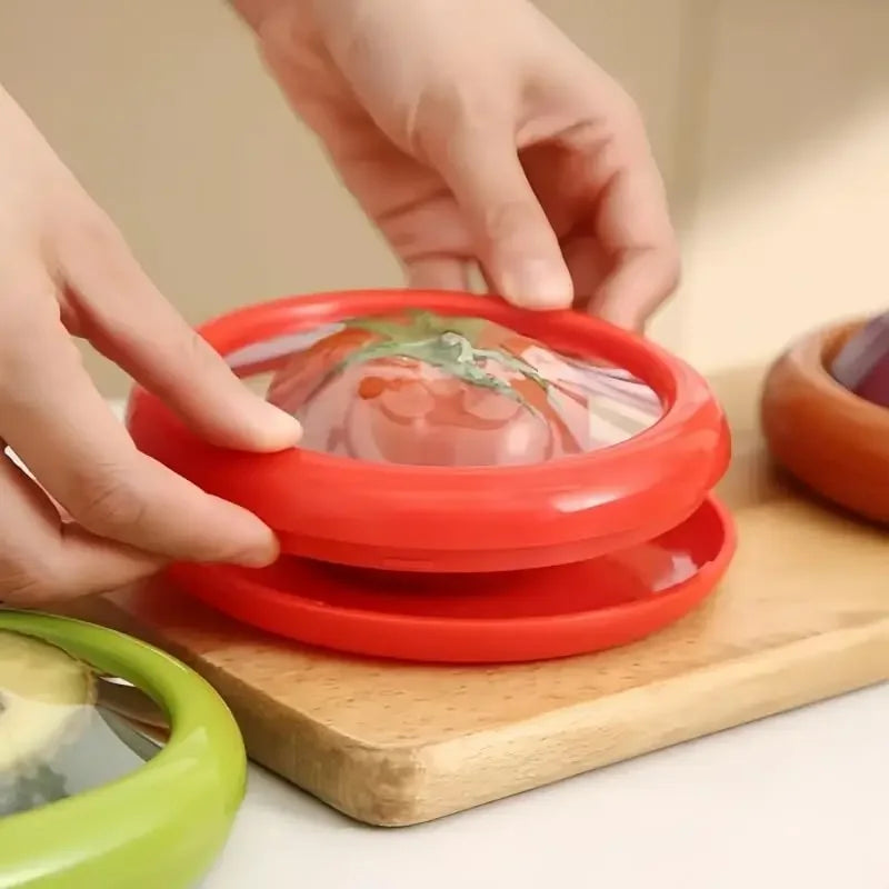 4 PCS Avocado Saver Tomato Holder, Fresh Stretch Pod Lemon Tomato Saver Storage Keeper Reusable Fridge Storage Containers Box