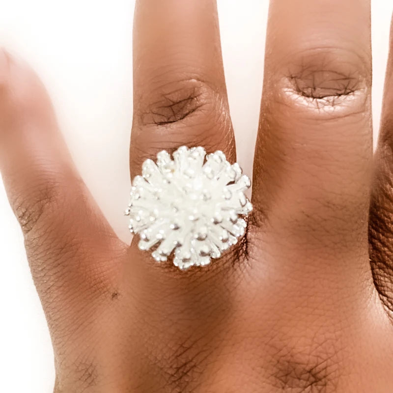 DOTEFFIL 925 Sterling Silver Firework Coral Ring for Women – Elegant Wedding, Engagement & Fashion Jewelry