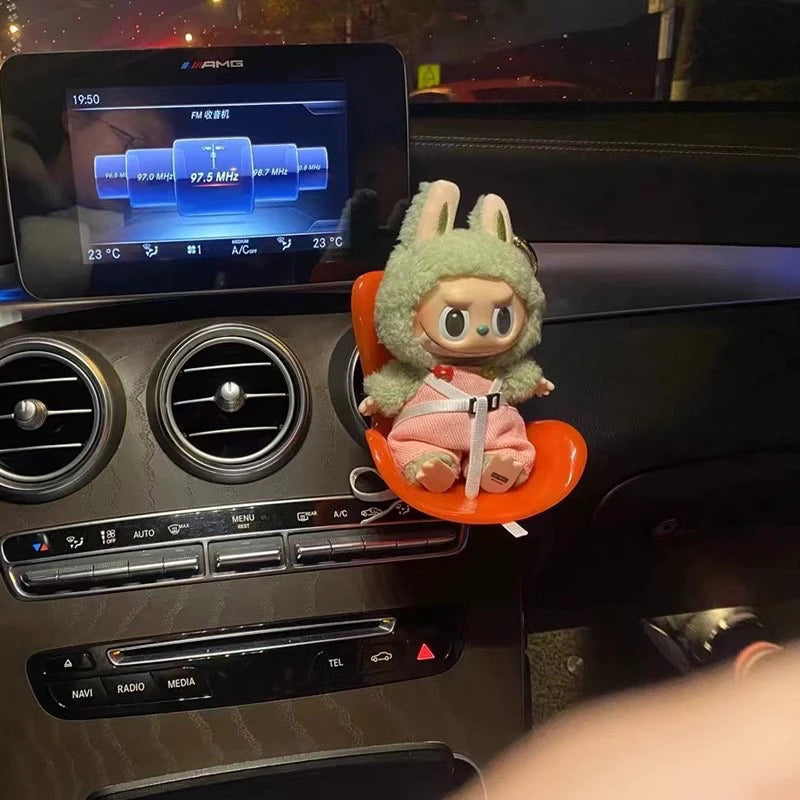 For Labubu Car Doll Safety Seat Kawaii Ob11 Doll Plush Seat Car Air Aromatreatment Decoration Suit for All Dolls Wihtin 18cm