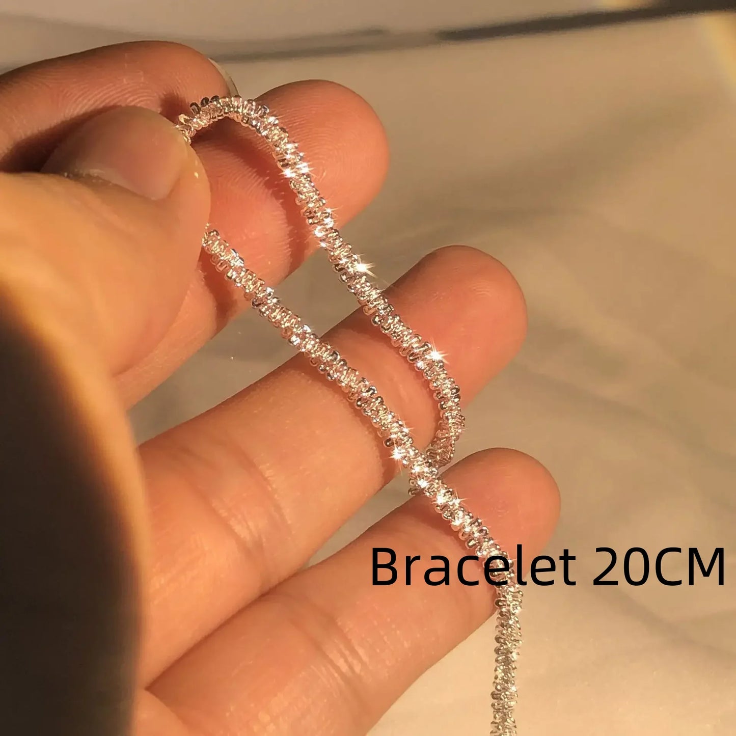Authentic S925 Sterling Silver Necklace – 2mm Sparkling Collarbone Sweater Chain | Elegant Jewelry Gift for Women
