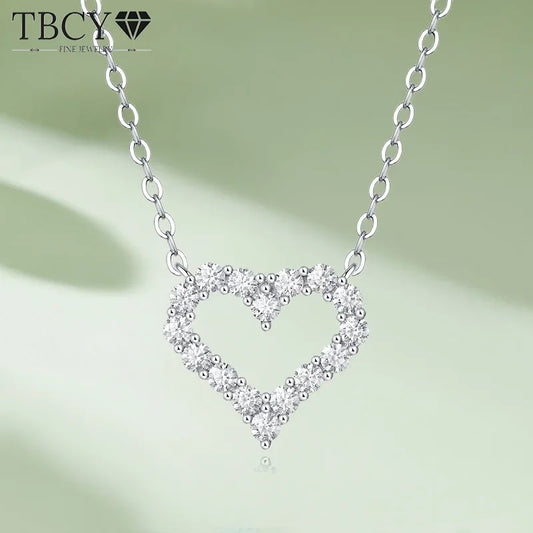 TBCYD 2CT D Color Moissanite Necklaces Heart Pendant For Women GRA Certified S925 Sliver Neck Chain Wedding Luxury Fine Jewelry
