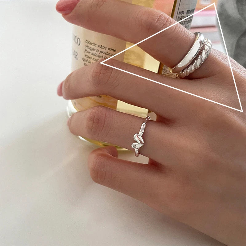 VENTFILLE 925 Sterling Silver Minimalism Cross Knot Thai Silver Rings Open Finger Ring For Women Men Jewelry Gifts