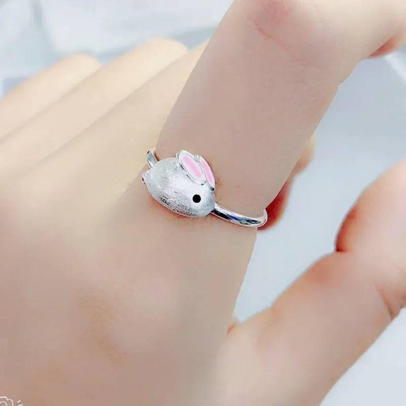 Korean Style Angel Wings Adjustable Ring – Silver Color Rhinestone Finger Jewelry for Women, Party & Birthday Gift