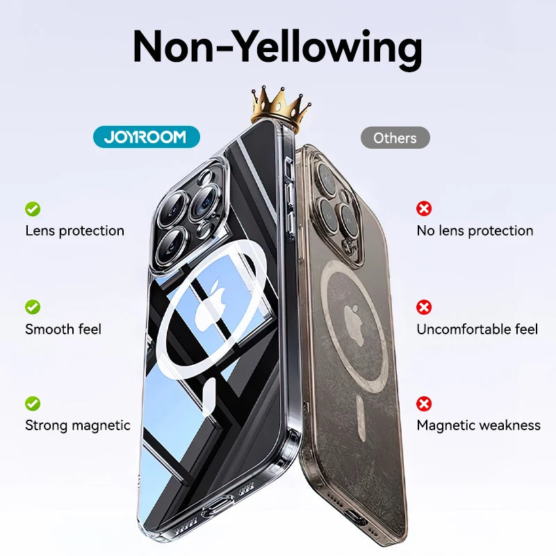 Joyroom Magnetic Case For iPhone 17 16 Pro Max Case Anti Yellow Transparent Cover For iPhone 17 Pro Wireless Charger Thin Cover