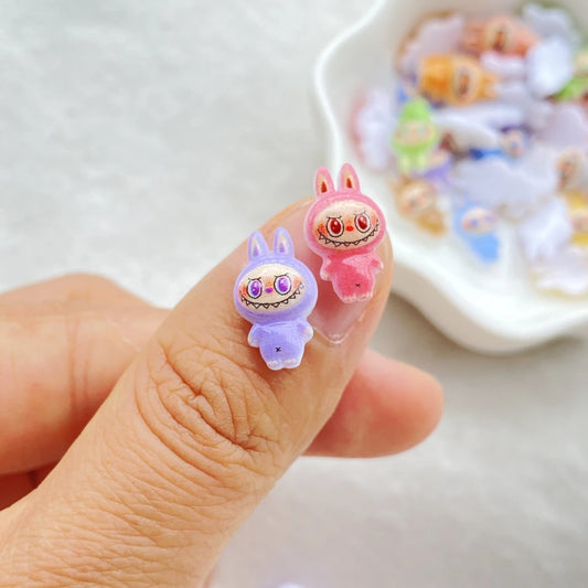 50pcs Mini Labubu Charms – Colorful Cartoon Flatback Rhinestone Figurines for Nail Art, DIY Crafts & Scrapbooking