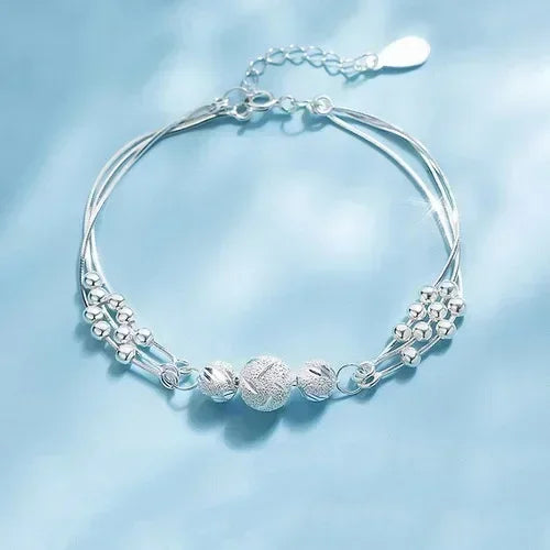 925 Sterling Silver Heart Necklace & Bracelet Set – Vintage Korean Blue Crystal Jewelry for Women | Party Gift Set