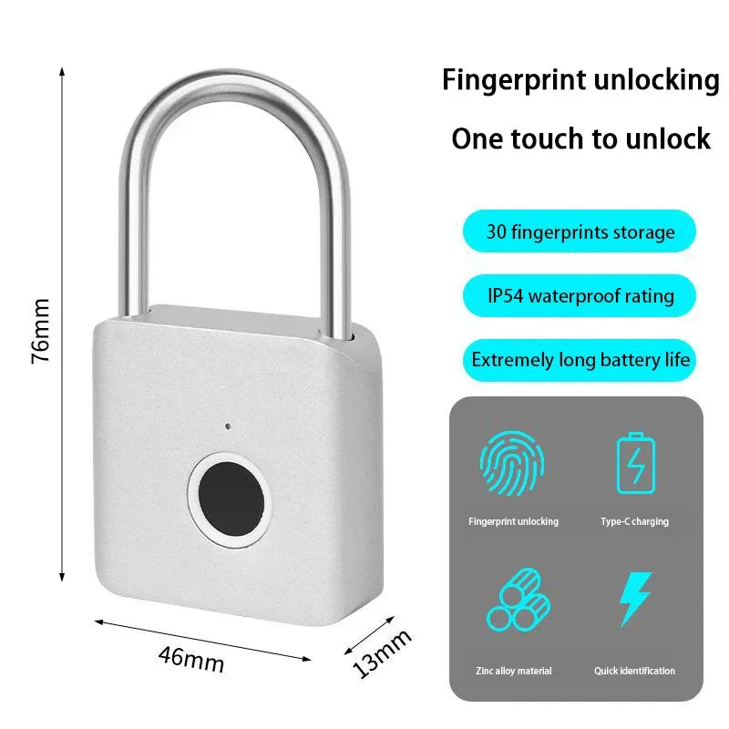 Xiaomi Smart Fingerprint Padlock – IP54 Waterproof Rust-Proof Biometric Lock for Cabinet, Drawer, Gym & Luggage