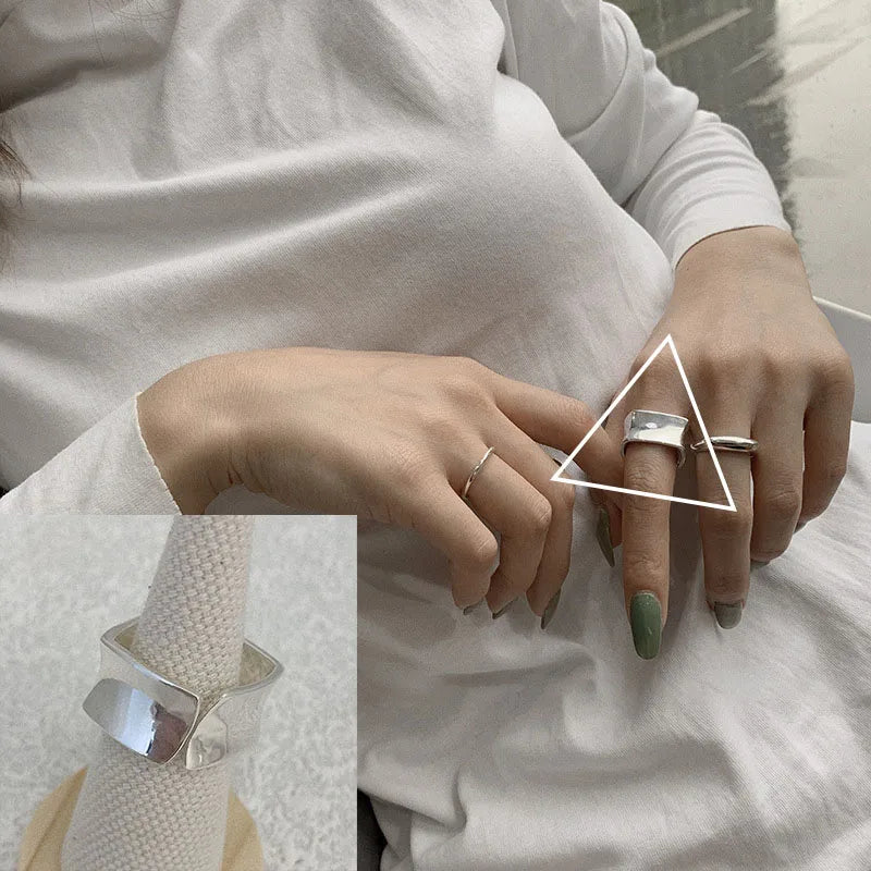 VENTFILLE 925 Sterling Silver Minimalism Cross Knot Thai Silver Rings Open Finger Ring For Women Men Jewelry Gifts
