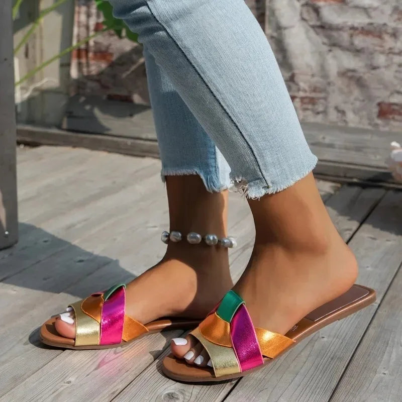 Designer Peep Toe Sandals – Low Heel Breathable Summer Slippers for Women | Sexy & Comfortable Beach Shoes