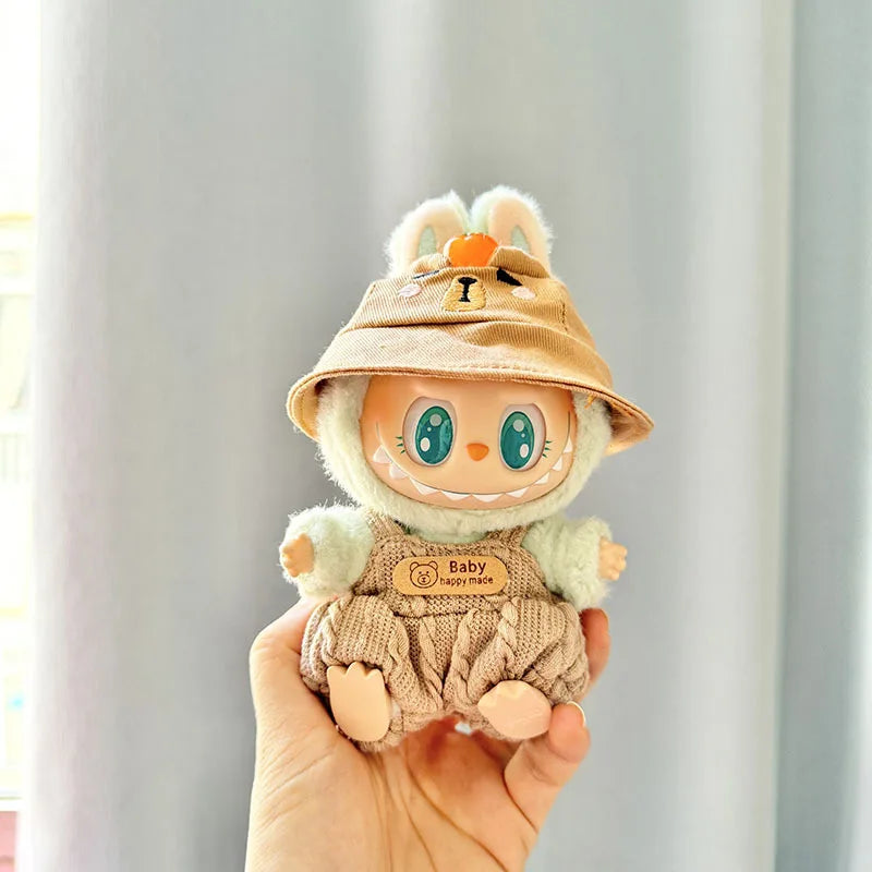 Cute Mini Bib Pants for Labubu Dolls – 17cm Idol Outfit Accessories for Sitting Party Style | Kpop EXO-Inspired Clothing