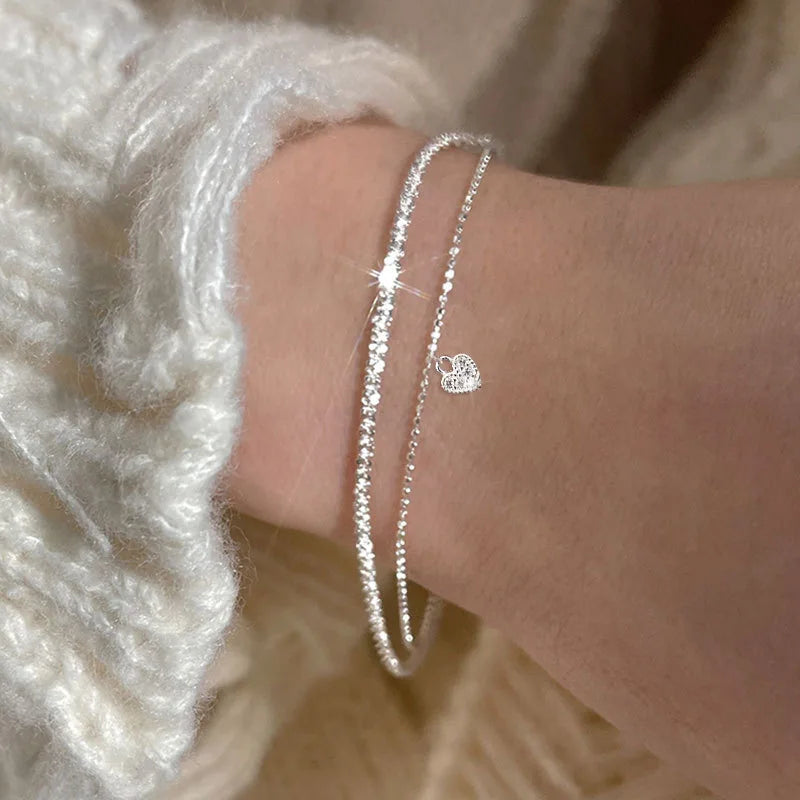 Fashion Silver Color Sparkling Adjustable Bracelets for Women Elegant Gypsophila Fine Bracelet New Party Jewelry Gifts