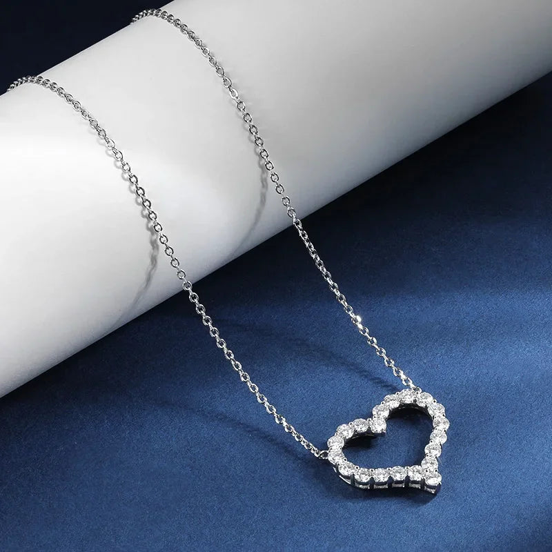 TBCYD 2CT D Color Moissanite Necklaces Heart Pendant For Women GRA Certified S925 Sliver Neck Chain Wedding Luxury Fine Jewelry